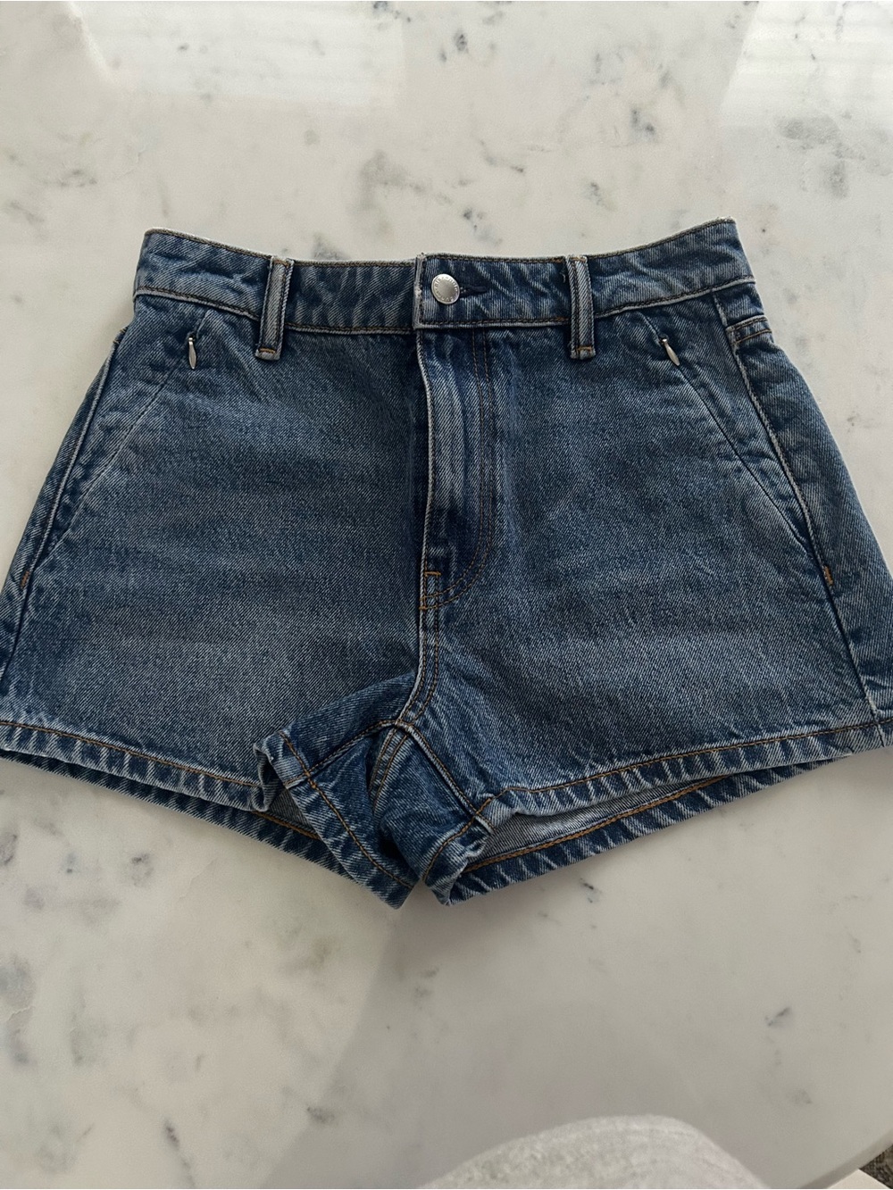 Alexander Wang Blue High-Rise Denim Shorts
